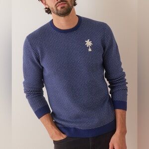 Marine Layer Birdseye Crewneck Sweater with Palm Tree Embroidery Size Medium